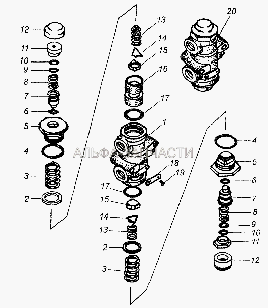 Клапан защитный двойной (100-3515130 Кольцо) 